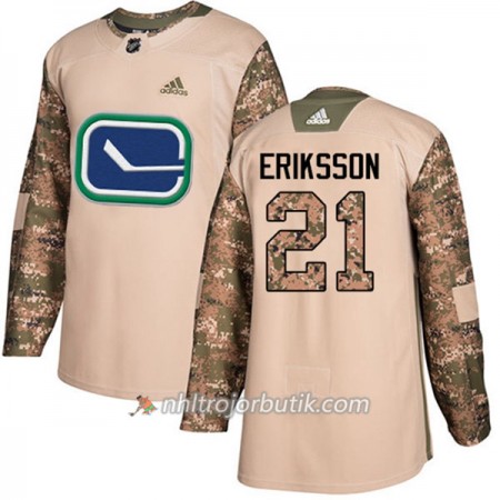 Män Ishockey Vancouver Canucks Tröja Loui Eriksson 21 Adidas 2017-2018 Camo Veterans Day Practice Authentic